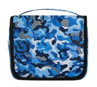 Mexpekil Borsa da toilette da viaggio da appendere per donne blu cielo mimetico grande borsa per trucco portatile organizer per cosmetici borse per ragazze ragazzi
