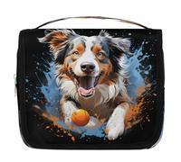 Mexpekil Borsa da toilette da viaggio da appendere per donne che corrono cani grandi borsa da bagno portatile per trucchi e cosmetici, borse per ragazze e ragazzi