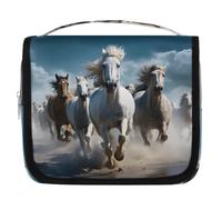 Mexpekil Borsa da toilette da viaggio da appendere per donne che corrono cavalli, grande borsa da bagno portatile per trucchi e cosmetici, borse per ragazze e ragazzi