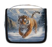Mexpekil Borsa da toilette da viaggio da appendere per donne che corrono tigre invernale grande borsa da bagno portatile per trucchi cosmetici borse per ragazze ragazzi