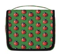 Mexpekil Borsa da toilette da viaggio da appendere per donne coccinelle dei cartoni animati verde grande borsa da bagno portatile per trucchi cosmetici borse per ragazze ragazzi