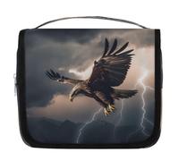 Mexpekil Borsa da toilette da viaggio da appendere per donne con aquila fulmine, grande borsa da bagno portatile per trucchi e cosmetici, borse per ragazze e ragazzi
