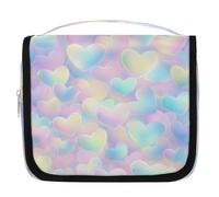 Mexpekil Borsa da toilette da viaggio da appendere per donne con cuori colorati arcobaleno grande borsa per il trucco portatile organizer per cosmetici borse per ragazze ragazzi