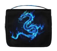 Mexpekil Borsa da toilette da viaggio da appendere per donne con drago blu incandescente grande borsa per il trucco portatile organizer per cosmetici borse per ragazze ragazzi