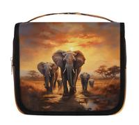 Mexpekil Borsa da toilette da viaggio da appendere per donne con elefante migrazione grande borsa da bagno portatile per trucchi e cosmetici borse per ragazze ragazzi