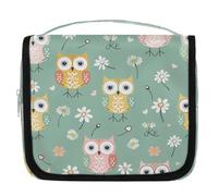 Mexpekil Borsa da toilette da viaggio da appendere per donne con simpatico gufo floreale grande borsa portatile per trucchi organizer per cosmetici per ragazze e ragazzi
