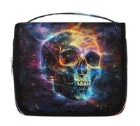 Mexpekil Borsa da toilette da viaggio da appendere per donne con teschio di notte stellata, grande, portatile, organizer per trucchi e cosmetici, per ragazze e ragazzi