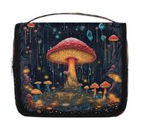 Mexpekil Borsa da toilette da viaggio da appendere per donne, funghi magici, grande borsa da bagno portatile per trucchi e cosmetici, per ragazze e ragazzi