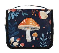 Mexpekil Borsa da toilette da viaggio da appendere per donne, funghi, piante, foresta, grande, portatile, organizer per cosmetici per ragazze e ragazzi