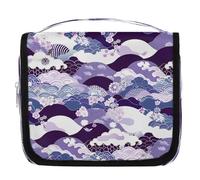 Mexpekil Borsa da toilette da viaggio da appendere per donne giapponesi Wave grande borsa portatile per trucchi organizer per cosmetici per ragazze e ragazzi
