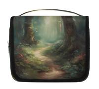 Mexpekil Borsa da toilette da viaggio da appendere per donne, paesaggi di strada forestale, grande, portatile, organizer per cosmetici per ragazze e ragazzi