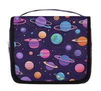 Mexpekil Borsa da toilette da viaggio da appendere per donne, pianeta spaziale, viola, grande, portatile, organizer per cosmetici per ragazze e ragazzi