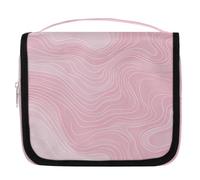 Mexpekil Borsa da toilette da viaggio da appendere per donne rosa linee astratte grande borsa da bagno portatile per trucco cosmetici borse per ragazze ragazzi