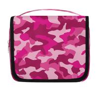 Mexpekil Borsa da toilette da viaggio da appendere per donne rosa rosso mimetico grande borsa per trucco portatile organizer per cosmetici borse per ragazze ragazzi
