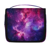 Mexpekil Borsa da toilette da viaggio da appendere per donne, rosa, viola, galassia, grande, portatile, organizer per trucchi e cosmetici, per ragazze e ragazzi