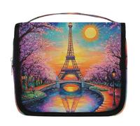 Mexpekil Borsa da toilette da viaggio da appendere per donne, Torre Parigi, colorata, grande, portatile, organizer per cosmetici per ragazze e ragazzi
