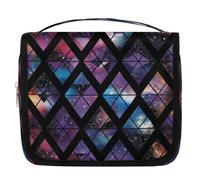 Mexpekil Borsa da toilette da viaggio da appendere per donne, triangoli spaziali, grande, portatile, organizer per trucchi e cosmetici, per ragazze e ragazzi