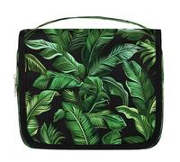Mexpekil Borsa da toilette da viaggio da appendere per donne tropicali foglia di banana verde grande borsa portatile per trucchi organizer per cosmetici per ragazze ragazzi