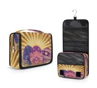 Mexpekil Borsa da toilette da viaggio da appendere per donne, uova di Pasqua, raggi dorati, grande, portatile, organizer per trucchi e cosmetici, per ragazze e ragazzi