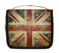 Mexpekil Borsa da toilette da viaggio da appendere per donne vintage con bandiera britannica grande borsa da bagno portatile per trucchi e cosmetici, borse per ragazze e ragazzi