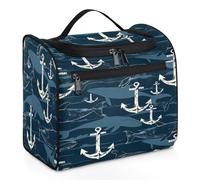 Mexpekil Borsa da toilette da viaggio per donne e uomini, grande, impermeabile, con motivo oceano, balena, balena, Multicolore, 10.2 x 6.5 x 9.2 inches, Beauty case
