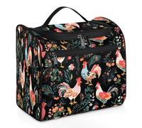 Mexpekil Borsa da toilette etnica con gallo floreale da appendere per donne e uomini, grande, impermeabile, per trucco e cosmetici da viaggio, Multicolore, 10.2 x 6.5 x 9.2 inches, Beauty case