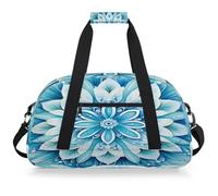 Mexpekil Borsa da viaggio con mandala floreale blu per ragazze e ragazzi, borsa da viaggio per il fine settimana borsa impermeabile per sport danza scuola pratica