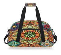 Mexpekil Borsa da viaggio etnica indiana colorata con mandala per ragazze e ragazzi, borsa da viaggio per il fine settimana durante la notte, borsa impermeabile per sport danza scuola pratica