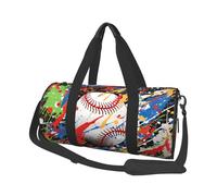 Mexpekil Borsa da viaggio pieghevole per palestra, bagaglio a mano, impermeabile, per sport, ballo, fine settimana, borsa da notte, Baseball Splash Watercolor, Taglia unica