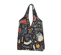 Mexpekil Borsa della spesa pieghevole astratta hip-hop graffiti riutilizzabile impermeabile Tote Bag per lo shopping quotidiano