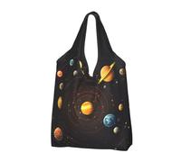 Mexpekil Borsa della spesa pieghevole del sistema solare dello spazio dell'universo riutilizzabile impermeabile Tote Bag per lo shopping quotidiano