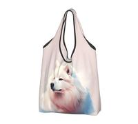 Mexpekil Borsa della spesa pieghevole White Wolf riutilizzabile impermeabile Tote Bag per lo shopping quotidiano