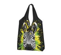 Mexpekil Borsa di totalizzatore impermeabile riutilizzabile della zebra di esplosione di colore pieghevole del sacchetto della spesa per lo shopping quotidiano