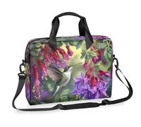 Mexpekil Borsa messenger per computer portatile da 13-16 pollici, motivo floreale con orchidea viola, colibrì, borsa per computer portatile da donna e uomo