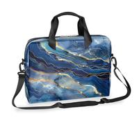 Mexpekil Borsa per computer portatile astratta in marmo blu liquido dorato borsa per laptop 13-16 pollici Messenger borsa per computer portatile per donne uomini