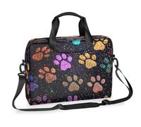 Mexpekil Borsa per computer portatile con stampa di zampa di cane e gatto con glitter colorati da 13 a 16 pollici, borsa messenger per computer portatile per donne e uomini