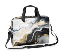 Mexpekil Borsa per computer portatile da 13 a 16 pollici, con motivo marmo liquido, colore nero dorato
