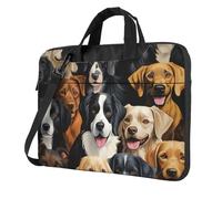 Mexpekil Borsa per computer portatile, impermeabile, borsa a tracolla portatile con tracolla rimovibile, valigetta per donne e uomini, Razza di cani, 15.6 Inch