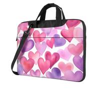 Mexpekil Borsa per computer portatile, impermeabile, borsa a tracolla portatile con tracolla rimovibile, valigetta per donne e uomini, Love Hearts Rosa, 13 Inch