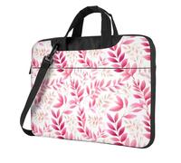Mexpekil Borsa per computer portatile, impermeabile, borsa a tracolla portatile con tracolla rimovibile, valigetta per donne e uomini, Foglie Rosa Art, 14 Inch