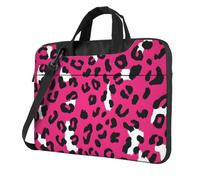 Mexpekil Borsa per computer portatile, impermeabile, borsa a tracolla portatile con tracolla rimovibile, valigetta per donne e uomini, Stampa leopardata rosa rossa, 15.6 Inch