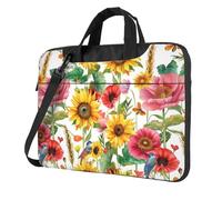 Mexpekil Borsa per computer portatile, impermeabile, borsa a tracolla portatile con tracolla rimovibile, valigetta per donne e uomini, Girasole Rosso Floreale, 13 Inch