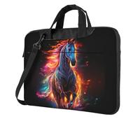 Mexpekil Borsa per computer portatile, impermeabile, borsa a tracolla portatile con tracolla rimovibile, valigetta per donne e uomini, Cavallo Art Colofrul, 14 Inch