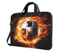 Mexpekil Borsa per computer portatile, impermeabile, borsa a tracolla portatile con tracolla rimovibile, valigetta per donne e uomini, Calcio nel fuoco, 15.6 Inch
