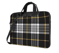 Mexpekil Borsa per computer portatile, impermeabile, borsa a tracolla portatile con tracolla rimovibile, valigetta per donne e uomini, Plaid nero., 15.6 Inch