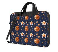 Mexpekil Borsa per computer portatile, impermeabile, borsa a tracolla portatile con tracolla rimovibile, valigetta per donne e uomini, Palloni da basket e stelle, 13 Inch