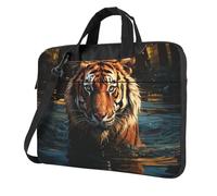 Mexpekil Borsa per computer portatile, impermeabile, borsa a tracolla portatile con tracolla rimovibile, valigetta per donne e uomini, Cool Tiger, 14 Inch