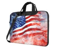 Mexpekil Borsa per computer portatile, impermeabile, borsa a tracolla portatile con tracolla rimovibile, valigetta per donne e uomini, Splash Bandiera Americana Art, 14 Inch