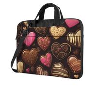 Mexpekil Borsa per computer portatile, impermeabile, borsa a tracolla portatile con tracolla rimovibile, valigetta per donne e uomini, San Valentino cuore cioccolato, 15.6 Inch