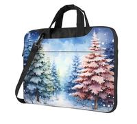 Mexpekil Borsa per computer portatile, impermeabile, borsa a tracolla portatile con tracolla rimovibile, valigetta per donne e uomini, Albero di Natale con neve invernale, 13 Inch